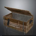 Open Lid Wooden Chest With Metal Interior Wooden Slats And Abandoned Personal Label