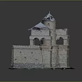 Detailed Medieval Castle Model Featuring Stone Towers Archways And Fortified Walls