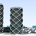 Modern Office Buildings With Unique Geometric Exterior And Grid Like Architectural Design