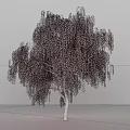 Pink Weeping Tree With Dark Trunk Standing Against White Background And Gray Floor 3d model