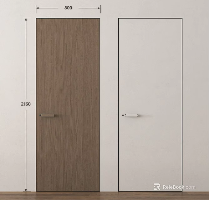 Sleek Modern Hinged Doors With Brown Wooden And White Panel Minimalist Design 3d model 