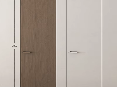 Sleek Modern Hinged Doors With Brown Wooden And White Panel Minimalist Design 3d model