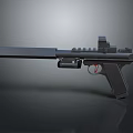 Detailed Modern Tactical Black Handgun With Long Barrel Red Accent
