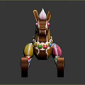 Colorful Gingerbread Rocking Horse With Pink Blue Balls And Striped Poles