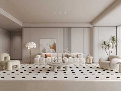 Modern-Silent Cream Style Living Room model