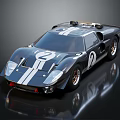 Classic Black Race Car With White Stripes And Number 2 Design