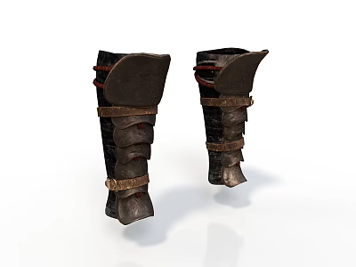 Medieval Weapon Leather And Metal Leg Armor With Straps And Decorative Details 3d model