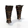 Medieval Weapon Leather And Metal Leg Armor With Straps And Decorative Details