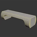 Modern Minimalist Stone Outdoor Bench With Curved Support And Gray Textured Surface