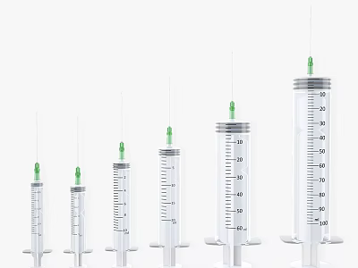 Medical Devices Syringes with Graduated Scales and Various Sizes for Clinical Use 3d model