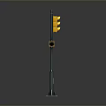 Modern Traffic Light Design With Vertical Metal Pole And Yellow Signal Lamps