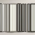 LED Strip Lights with Black Frames White Tubes Illuminated and Non Illuminated on Grey Wall