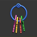 Colorful Plastic Toy Key Ring With Multiple Colored Keys And Blue Ring