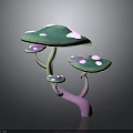 Fresh Colorful Edible Mushrooms With Vibrant Green Purple Caps And White Spots