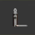 Silver Pistol With Red Wooden Grip And Magazine On Black Background