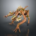 Fantasy Game Movie Character With Wooden Branches Vines And Spiky Thorns Covered Body