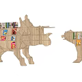 Unique Wooden Animal Shaped Bookcase With Multiple Shelves And Colorful Books