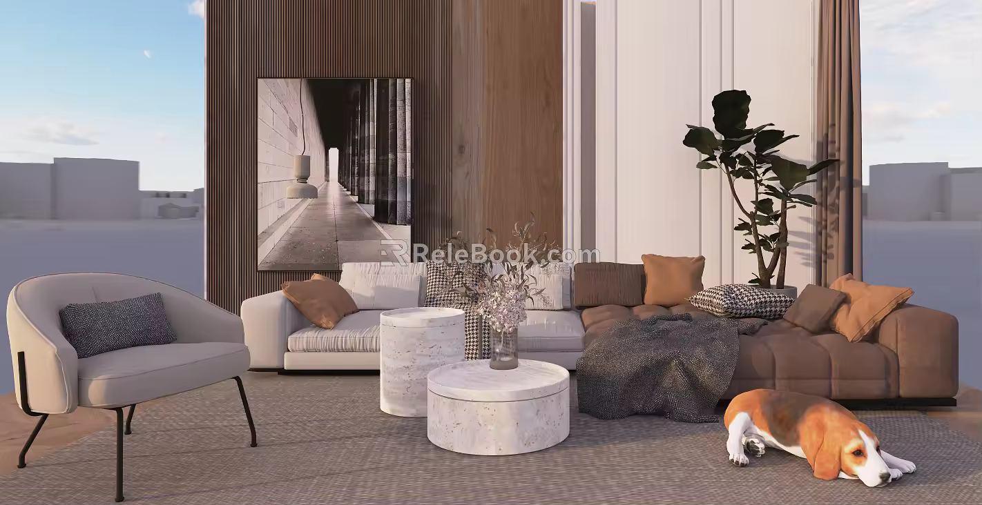 Modern Sofa Coffee Table Combination Sofa Combination 3d model
