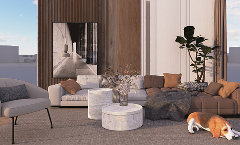 Modern Sofa Coffee Table Combination Sofa Combination 3d model