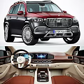 Red and Black SUV Exterior Design With Front Grille Large Alloy Wheels and Rear Features