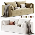 Luxury Modern Upholstered Double Sofa With Multiple Color Options Cozy Throw Pillows And Knitted Blankets