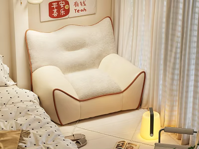 Cozy Cream Colored Single Sofa With Plush Cushion And Stylish Design In Living Room 3d model