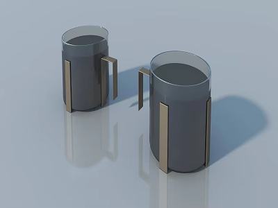 Modern Hinged Door With Gray Surface And Metallic Handles For Interior Design 3d model