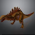 Orange Dinosaur Character Model With Spiked Back Open Mouth And Standing Pose