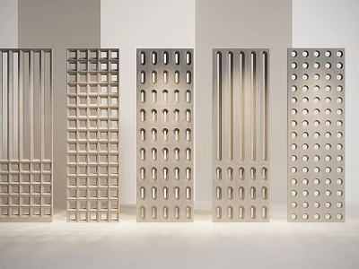 Modern Metal Room Dividers With Various Perforated And Slotted Patterns For Interior Decor 3d model