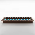 Modern Rectangular Conference Table With Wooden Surface And Integrated Blue Displays For Meetings 3d model
