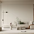 Elegant Modern Living Room Interior With Beige Sofa Green Plants And Lattice Decoration