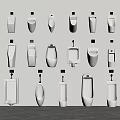 Various Modern Ceramic Urinals With Different Wall Mounted Designs For Bathroom 3d model
