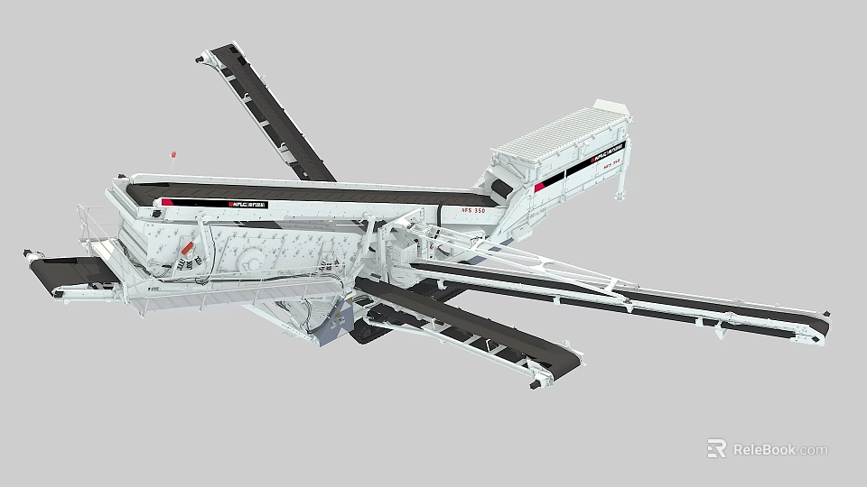 Mobile Crushing Screening Industrial Equipment With Conveyor Belts And Heavy Duty Structure 3d model 