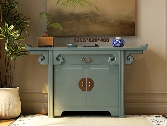 New Chinese-style Side Cabinet New Chinese-style Decorative Cabinet Decorative Painting Plant New Chinese-style Bucket Cabinet New Chinese-style End View Table 3d model