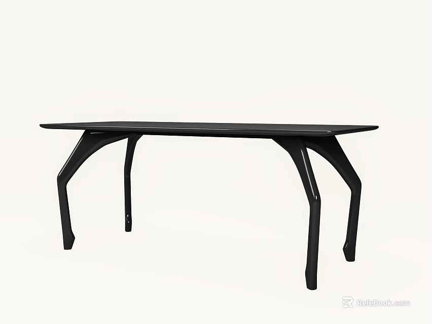 Sleek Modern Dining Table With Unique Curved Legs And Smooth Wooden Surface 3d model 