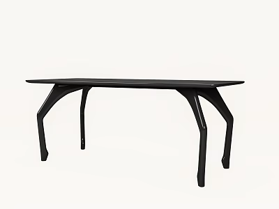 Sleek Modern Dining Table With Unique Curved Legs And Smooth Wooden Surface 3d model