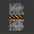 Rusty Metal Gate Featuring Yellow And Black Stripes Industrial Style Design