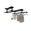 Ceiling Mounted Clothes Drying Rack With LED Light And Hanging Clothes 3d model