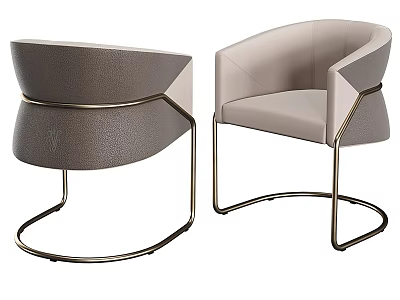 Modern Accent Chair with Leather Upholstery Light and Dark Gray Metal Frame Design 3d model