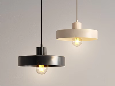 Two Modern Black and White Minimalist Pendant Lights for Interior Decoration 3d model