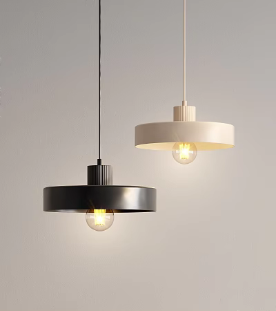 Two Modern Black and White Minimalist Pendant Lights for Interior Decoration 3d model