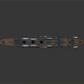 Detailed Historical Warship Model With Green Hull Multiple Funnels And Deck Features