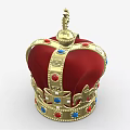 Luxurious Jeweled Crown with Golden Frame Red Base and Red Blue Gemstone Embellishments