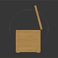 Light Wooden Storage Box With Open Lid And Smooth Empty Interior 3d model