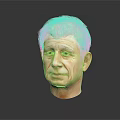 Man With White Hair Detailed Head Portrait On Gray Background