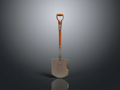 High Quality Hardware Tool Shovel With Orange Handle And Metal Blade 3d model