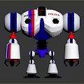 Police Robot With White Blue Red Color And Mechanical Arms Legs Design