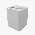 Modern White Trash Bin With Open Top Design Containing Waste and Instruction Manual On Lid