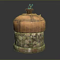 Outdoor Decorative Copper Garden Ornament With Stacked Stone Base And Faucet Top