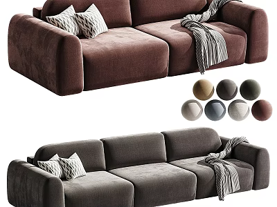 Modern Sofa Set With Decorative Pillows And Blanket Multiple Color Options 3d model